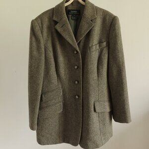 Lauren Ralph Lauren equestrian horse head 4-button wool tweed blazer Size 12